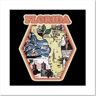 Vintage Retro 1970's Florida State Comic Book Style Posters and Art